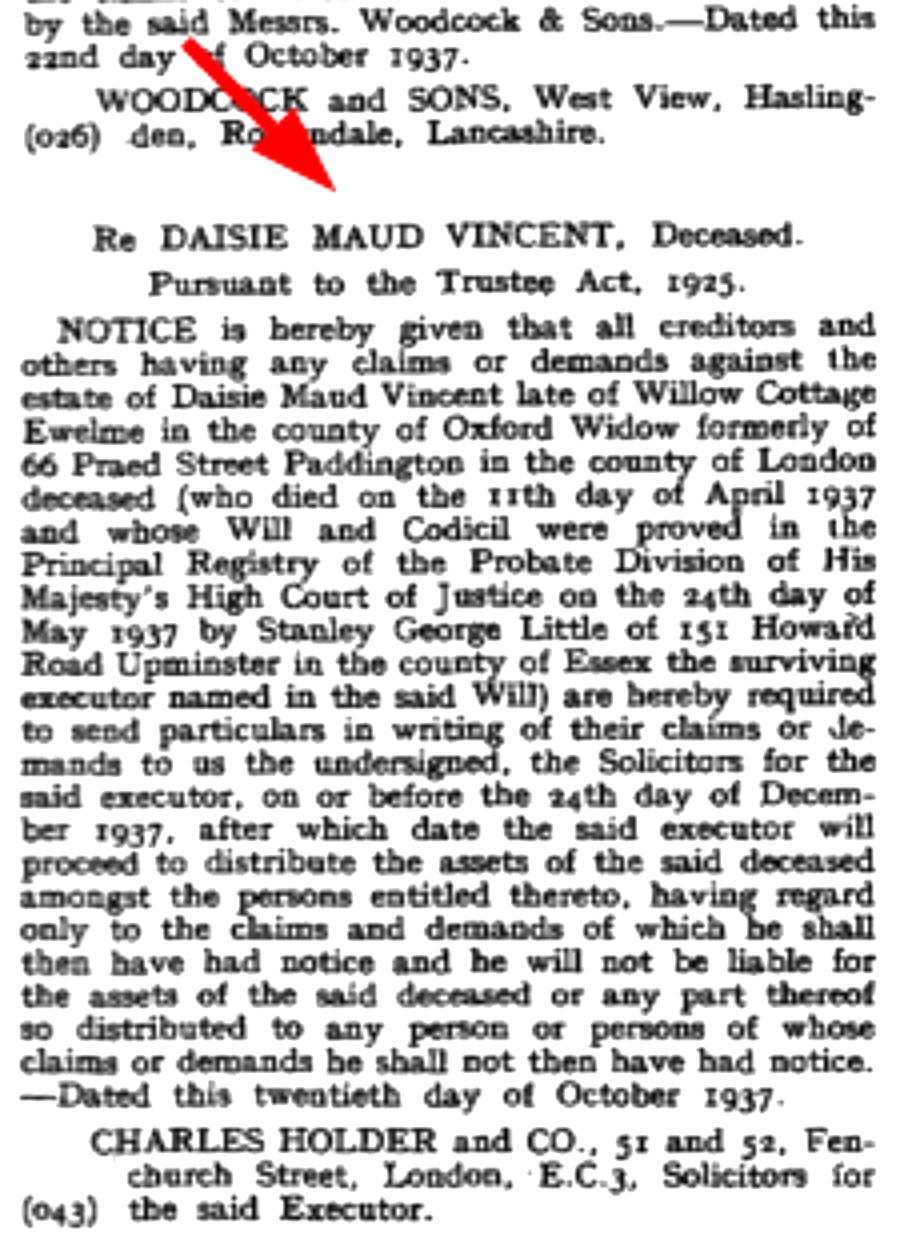 Solicitors advise claimants on Daisy’s estate to lodge claim